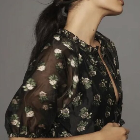 Maeve Anthropologie Like New! V-Neck Floral Tiered Tunic Mini Dress - L - Picture 6 of 12